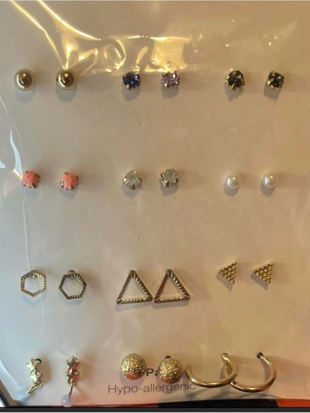 Time and Tru Mixed Stud and Hoop Earring Set in Gold, Pink, Blue, Purple, White